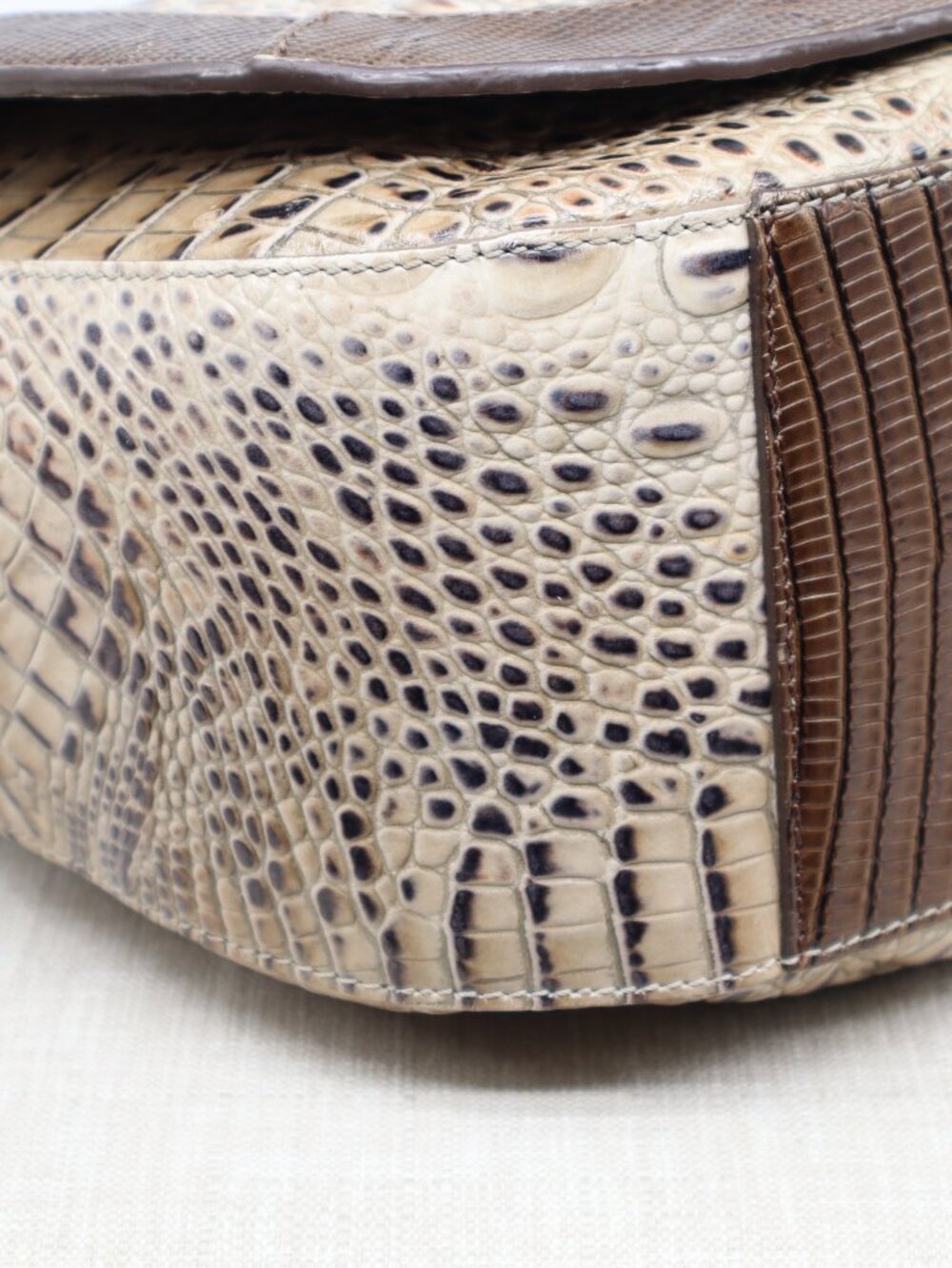Brahmin Sonny Saddle Bag Armor Pennfield Croc & Lizard Embossed Crossbody - Picture 7 of 11